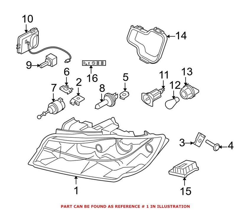 BMW Headlight Assembly - Passenger Side (Xenon) (Adaptive) 63117161670